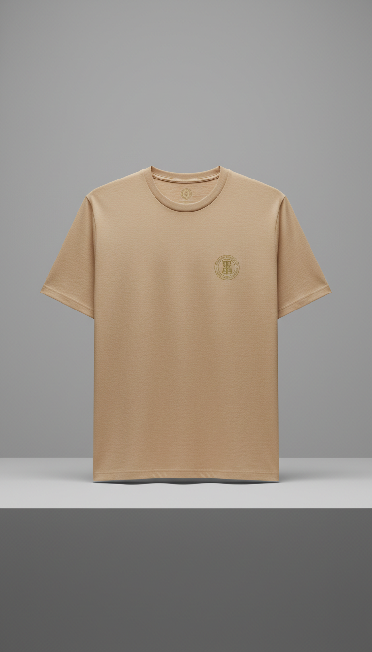 Camiseta premium sandstone con escudo minimalista